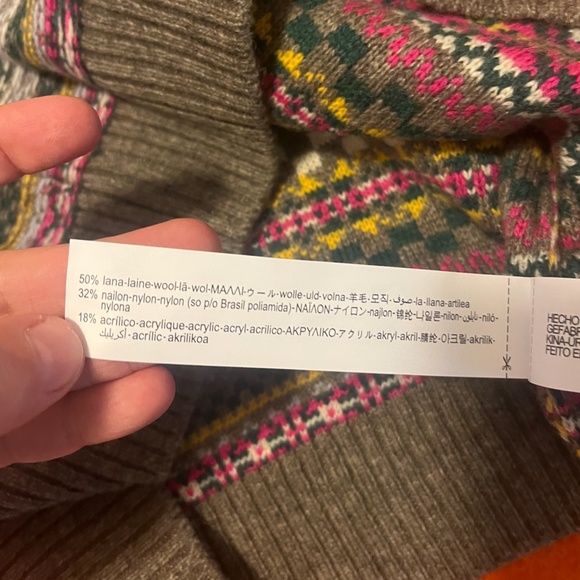 Zara wool blend rustic multicolored whimsical jacquard V-neck sweater vest NWT - Picture 7 of 9